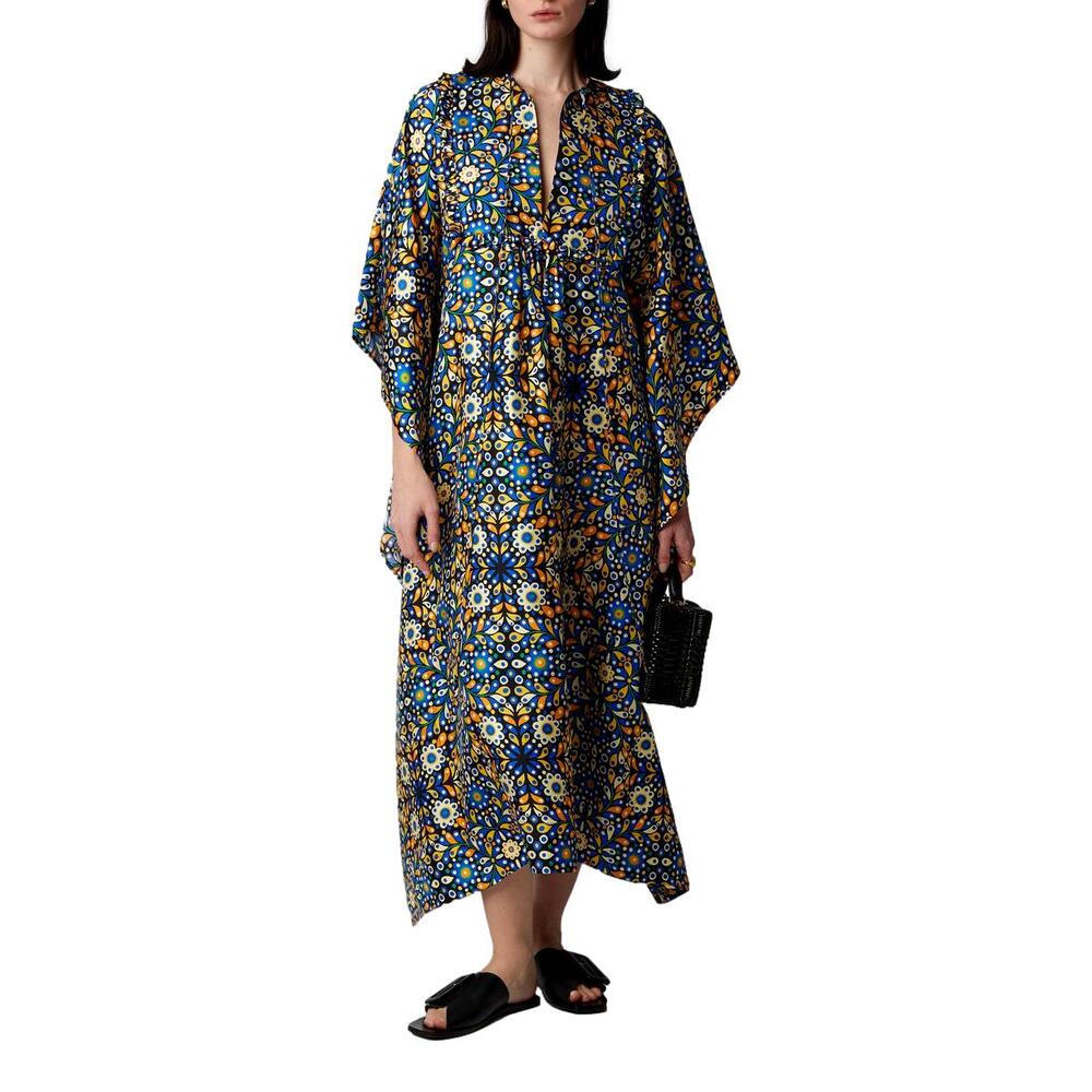 La DoubleJ Silk Kimono Caftan Dress Made In Italy With Mantero Dress - Picture 3 of 15